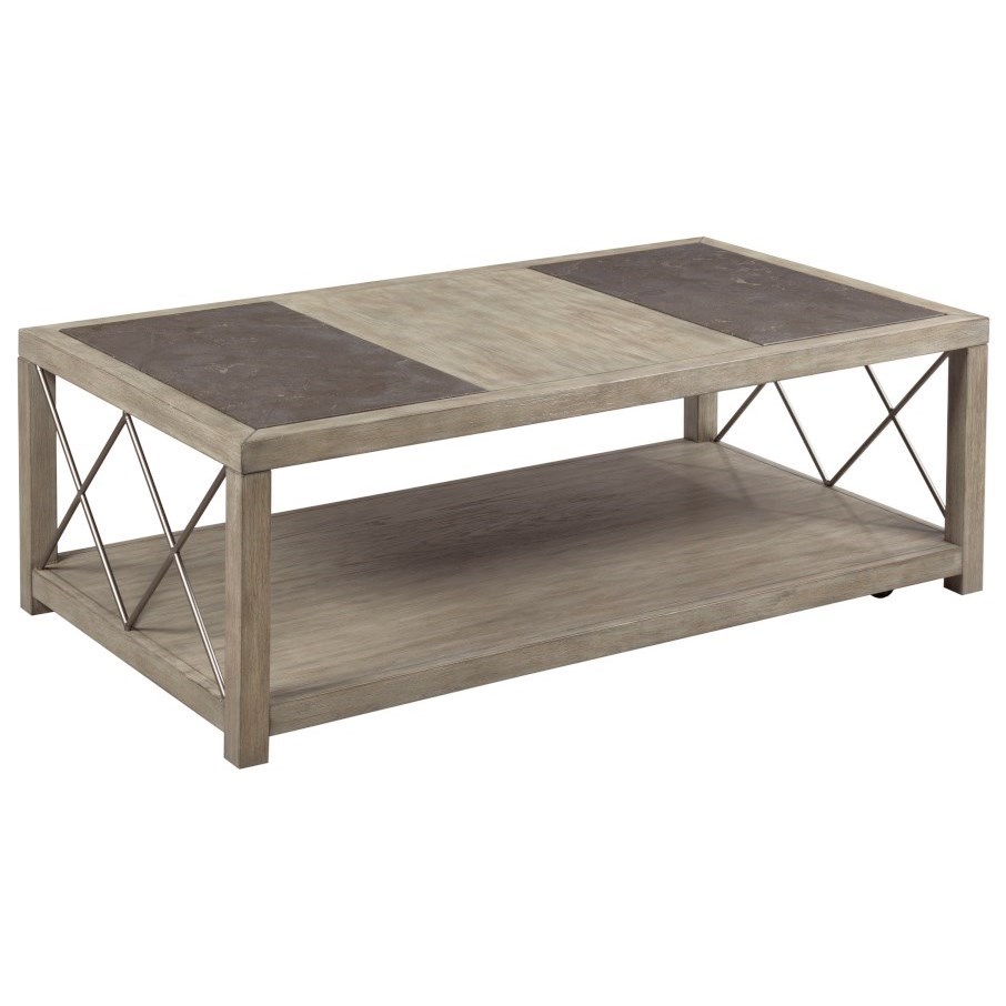 Transitional wood outlet coffee table